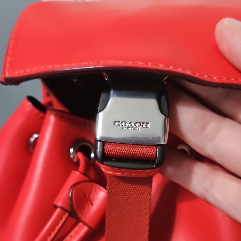Coach Red Leather Drawstring Backpack - image 6